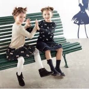 Lilly Gaufrette Navy Sparkly Tulle Skirt Dress w/bows France Sz 12 NWT